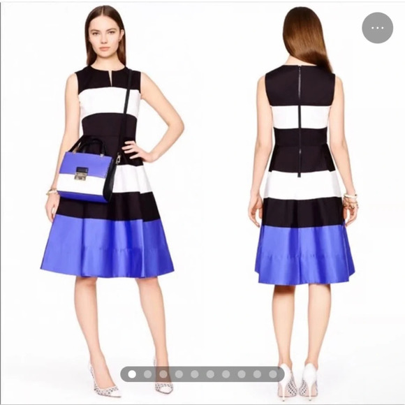 kate spade Dresses & Skirts - Kate Spade black, blue & white color block fit flare dress 33142
